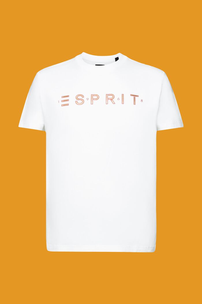 T-shirt med logo i bomullsjersey, WHITE, detail image number 6
