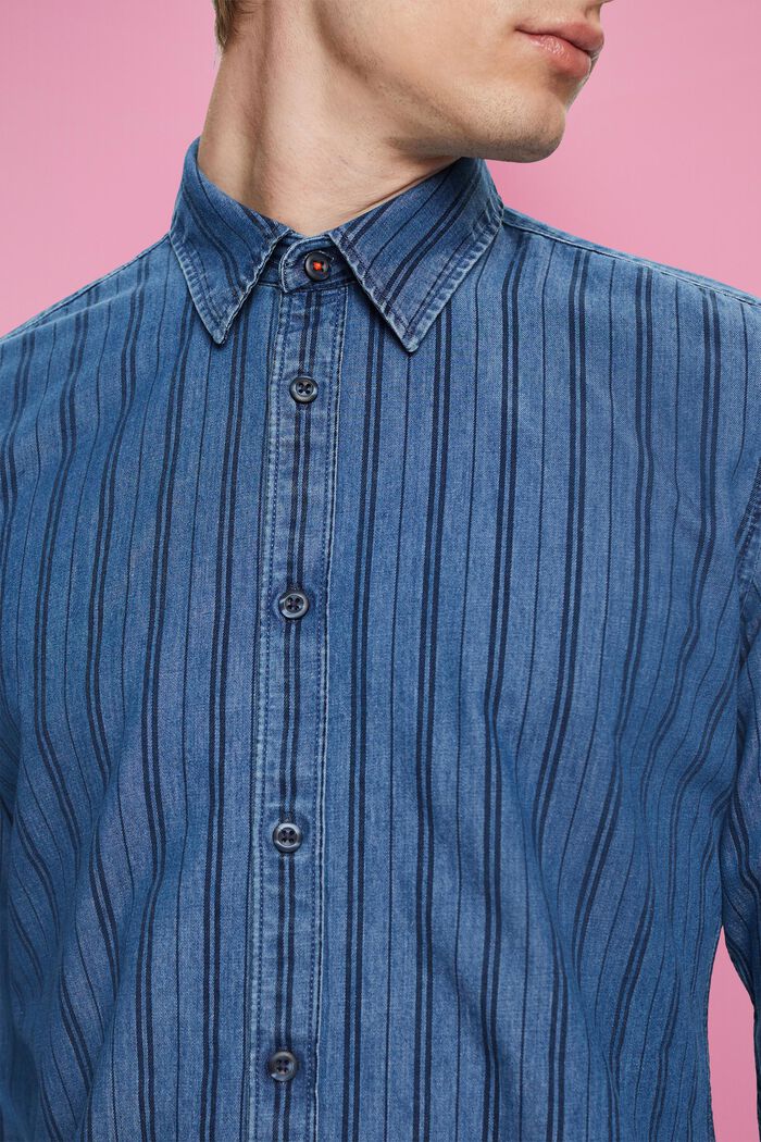 Jeansskjorta med smal passform med ränder, NAVY, detail image number 2
