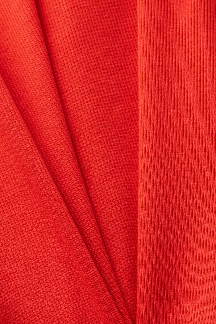 Ribbstickad jerseytopp med spets, RED, detail image number 5