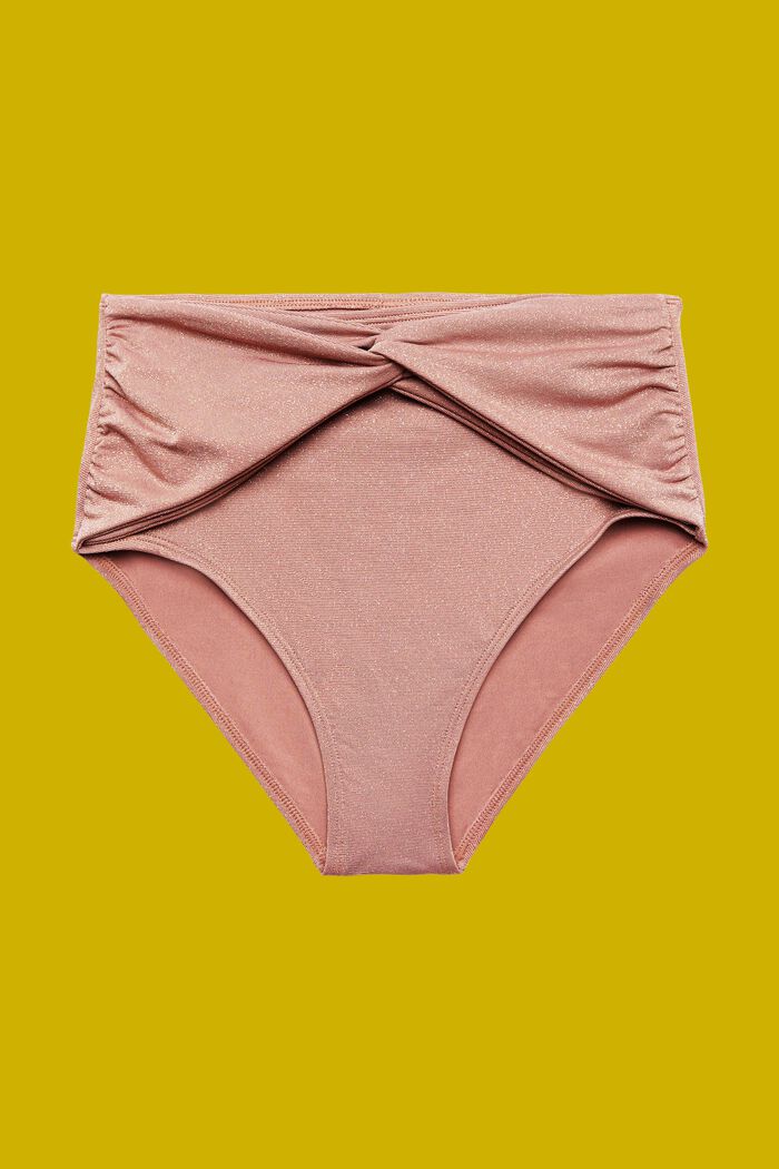 Återvunnet material: glittrande bikiniunderdel med hög midja, CINNAMON, detail image number 3
