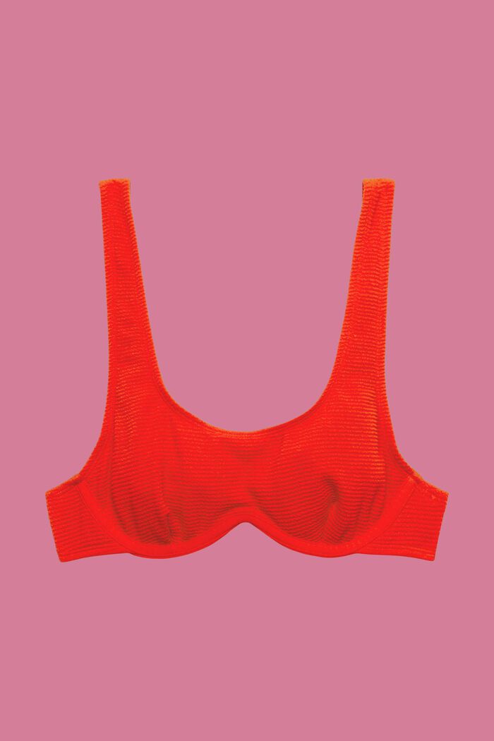 Texturerad bikiniöverdel med mjuk bygel, RED, detail image number 4