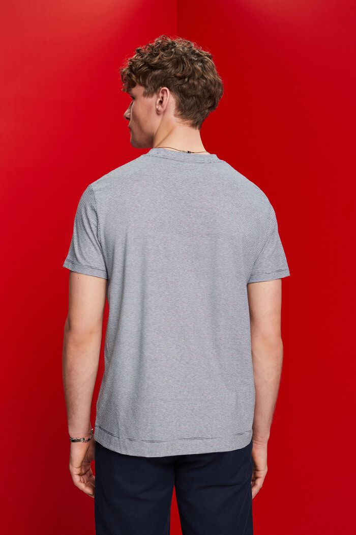Randig jersey-T-shirt, bomull-linnemix, NAVY, detail image number 3