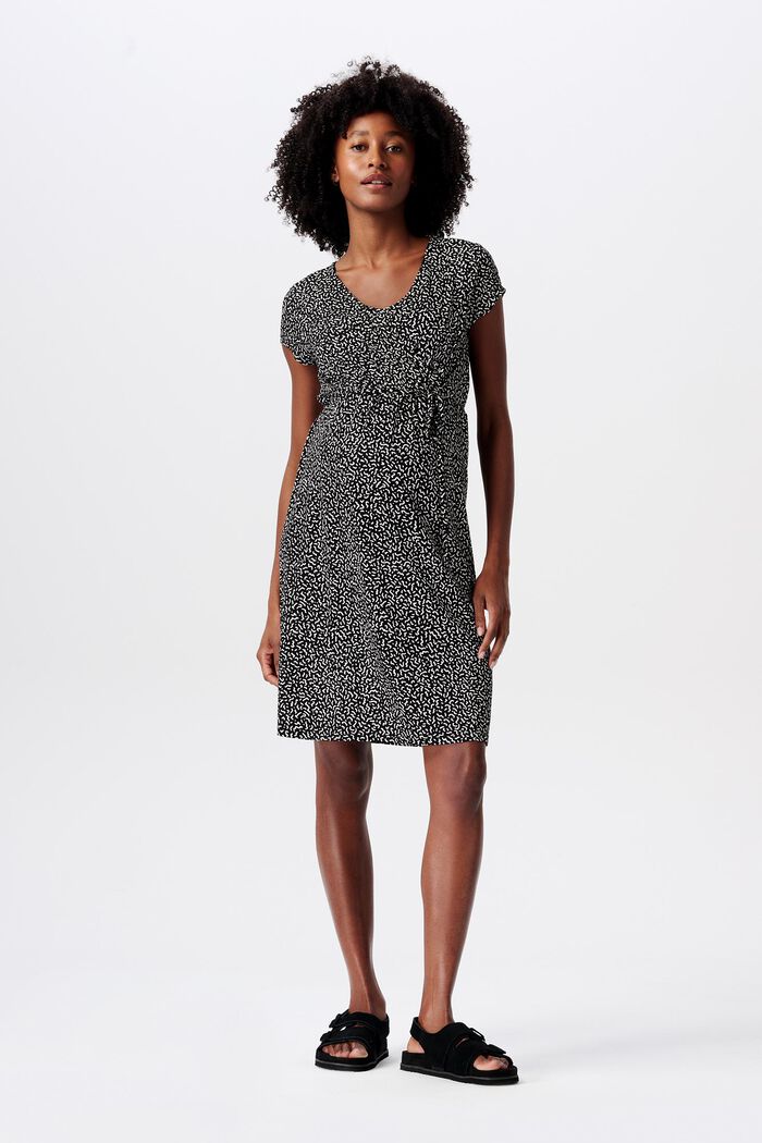 MATERNITY Amningsvänlig klänning med mönster, DEEP BLACK, detail image number 1