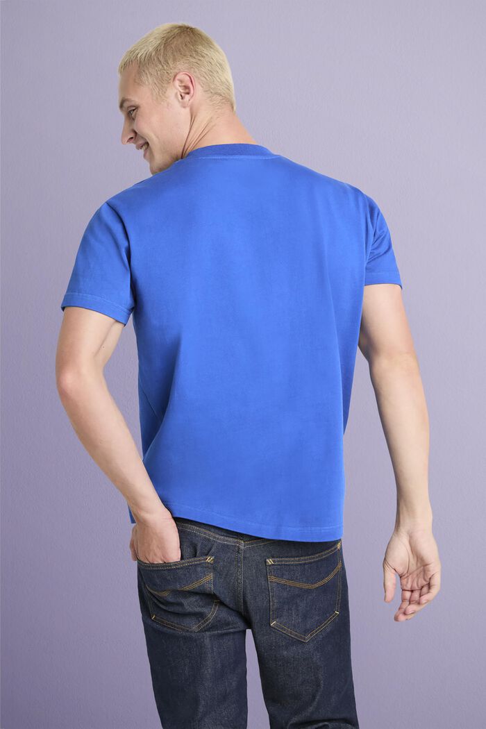 T-shirt i bomullsjersey med logo, unisexmodell, BRIGHT BLUE, detail image number 2