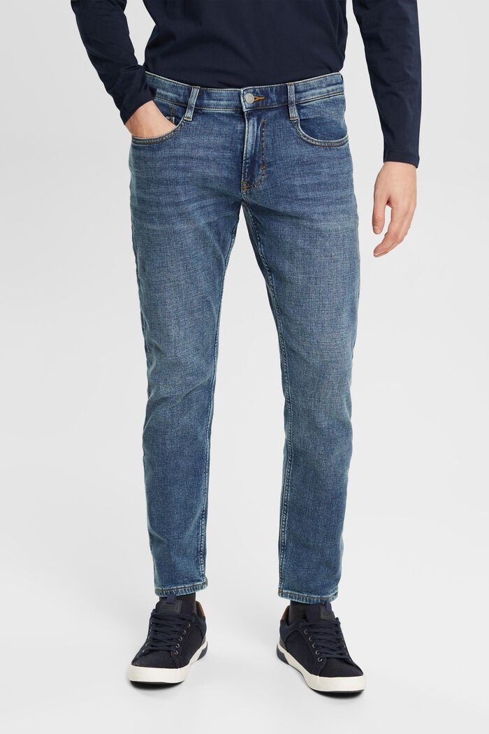 Jeans med borstad insida, BLUE MEDIUM WASHED, detail image number 0