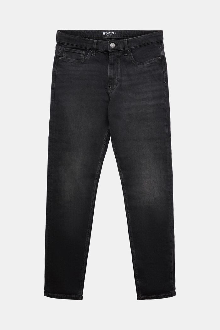 Regular avsmalnande jeans med medelhög midja, BLACK DARK WASHED, detail image number 6