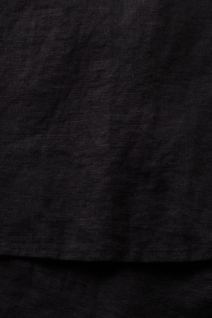 Skjortblus i bomull-linne, BLACK, detail image number 5