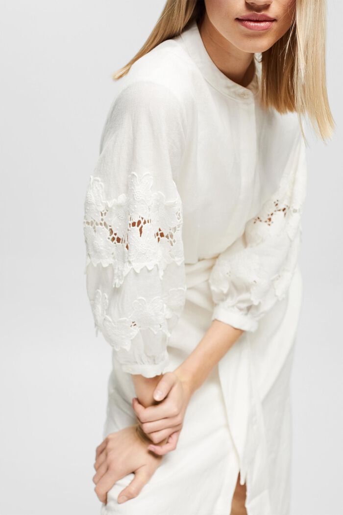 I linne: Skjortblusklänning med knytskärp, OFF WHITE, detail image number 2