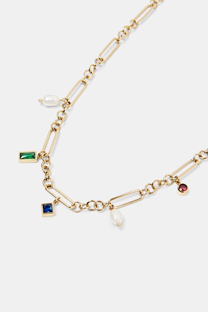 Halsband i form av kedja med hängen, rostfritt stål, GOLD, detail image number 1