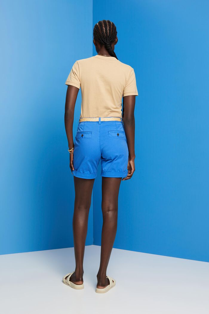 Shorts med flätat raffia-skärp, BRIGHT BLUE, detail image number 3