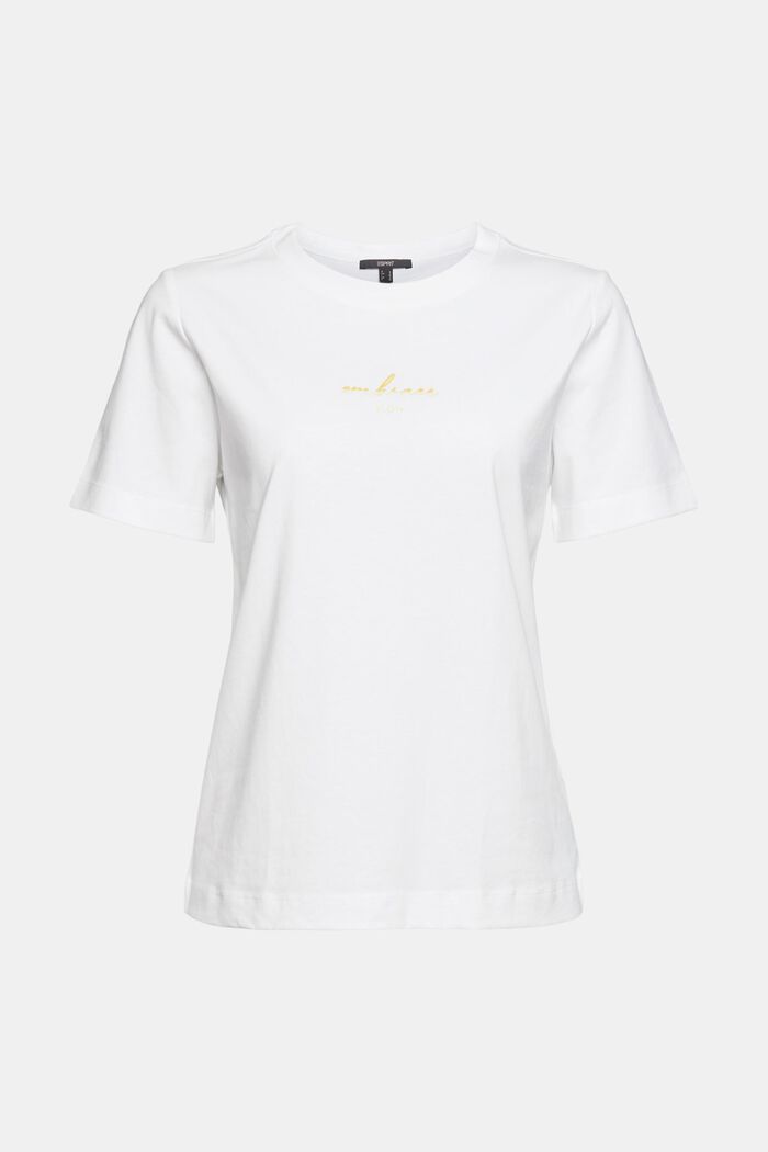 T-shirt med textbroderi, ekobomull, WHITE, detail image number 8