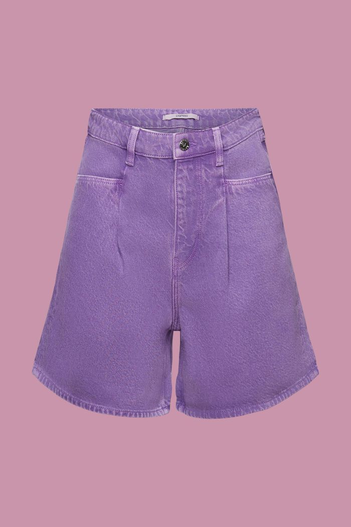 Shorts med hög midja och linneandel, PURPLE, detail image number 8