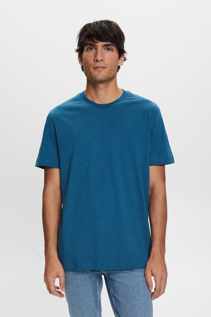 T-shirt med rund ringning, 100 % bomull, GREY BLUE, detail image number 0