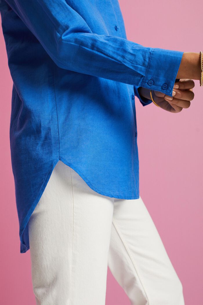 Skjorta i mix av linne och bomull, BRIGHT BLUE, detail image number 2