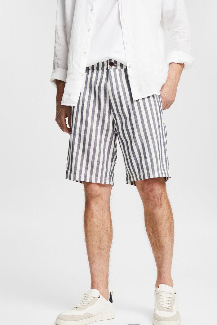 Med linneandel: randiga shorts, OFF WHITE, detail image number 0