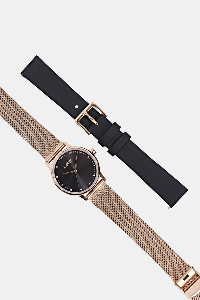 Set med klocka och utbytbara armband, ROSE GOLD, overview