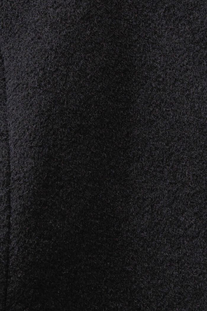 Återvunnet: kappa i ullmix med huva och bälte, BLACK, detail image number 4