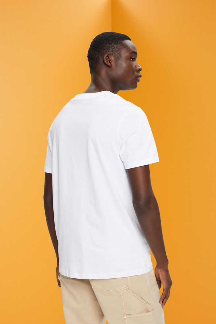 Bomulls-T-shirt i smal modell med tryck fram, WHITE, detail image number 3