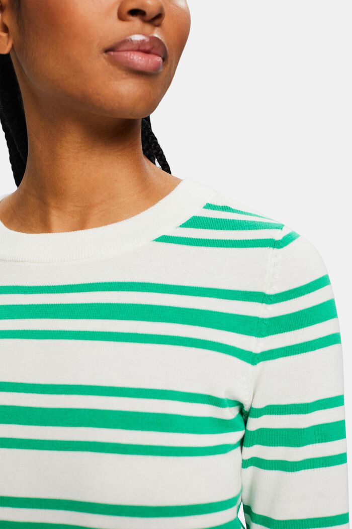 Randig sweatshirt med rund ringning, GREEN, detail image number 3