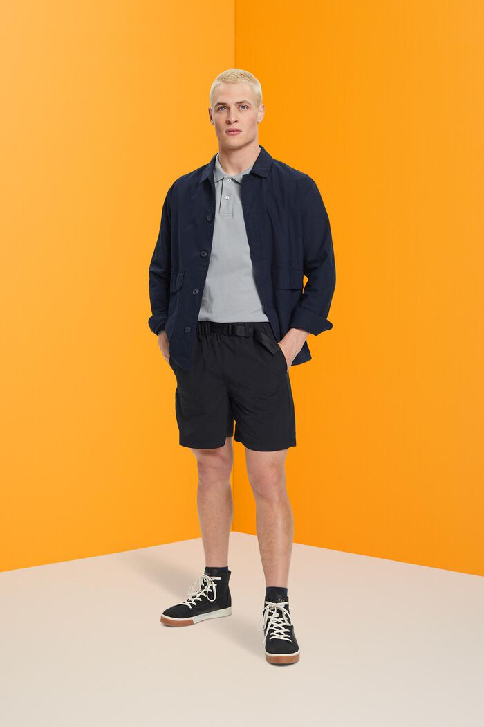 Shorts med integrerat bälte, BLACK, detail image number 1