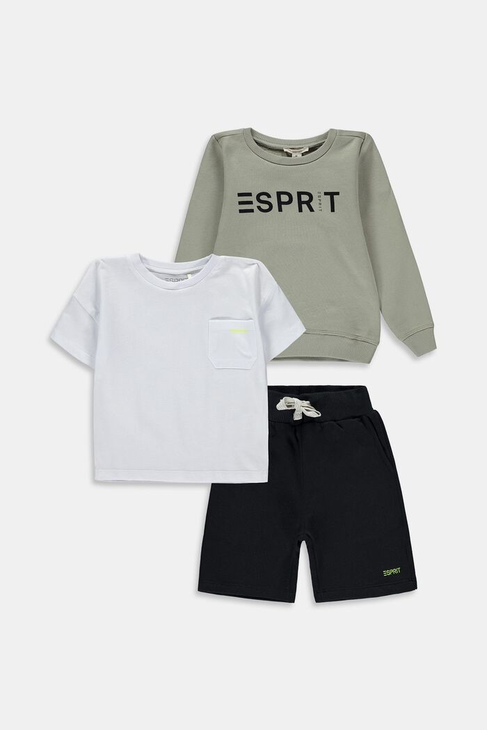 Mixat set: Sweatshirt, T-shirt och shorts, DUSTY GREEN, detail image number 0