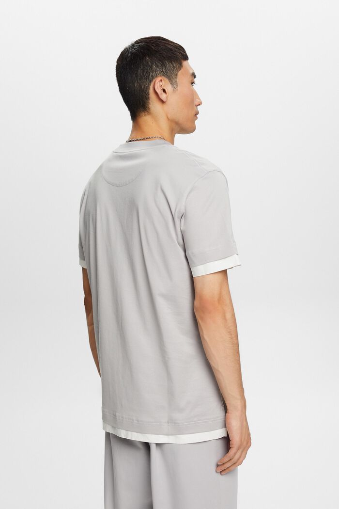 Rundringad T-shirt i lagerlook, 100% bomull, LIGHT GREY, detail image number 3