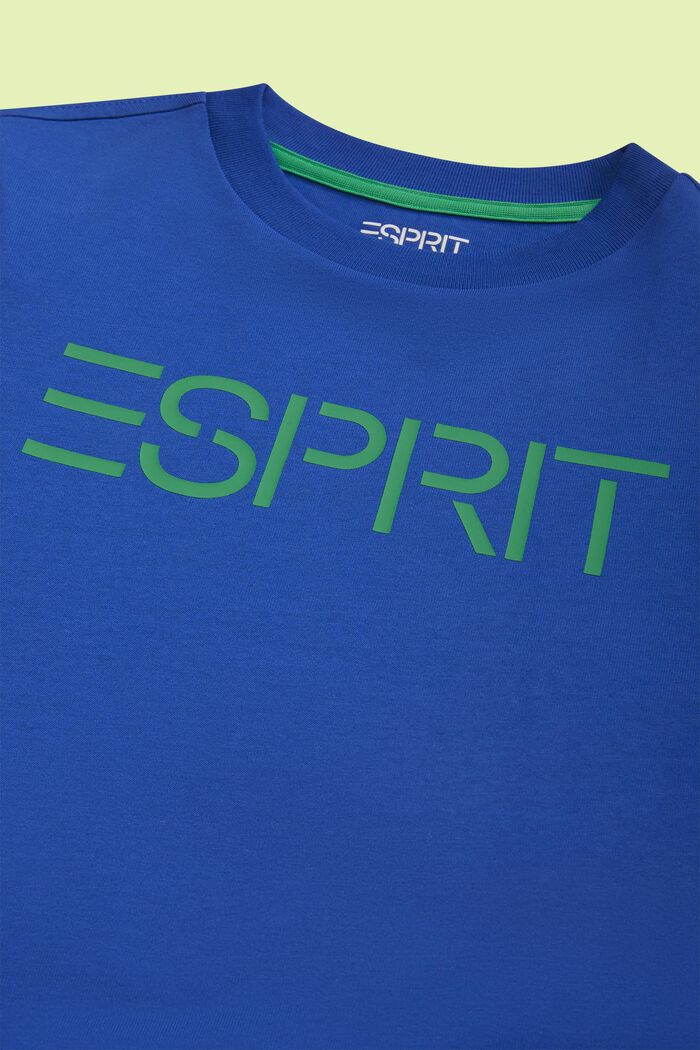 T-shirt med logo i ekologisk bomull, BRIGHT BLUE, detail image number 2