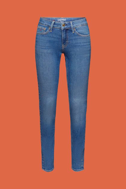 Mid-rise embellished skinny jeans