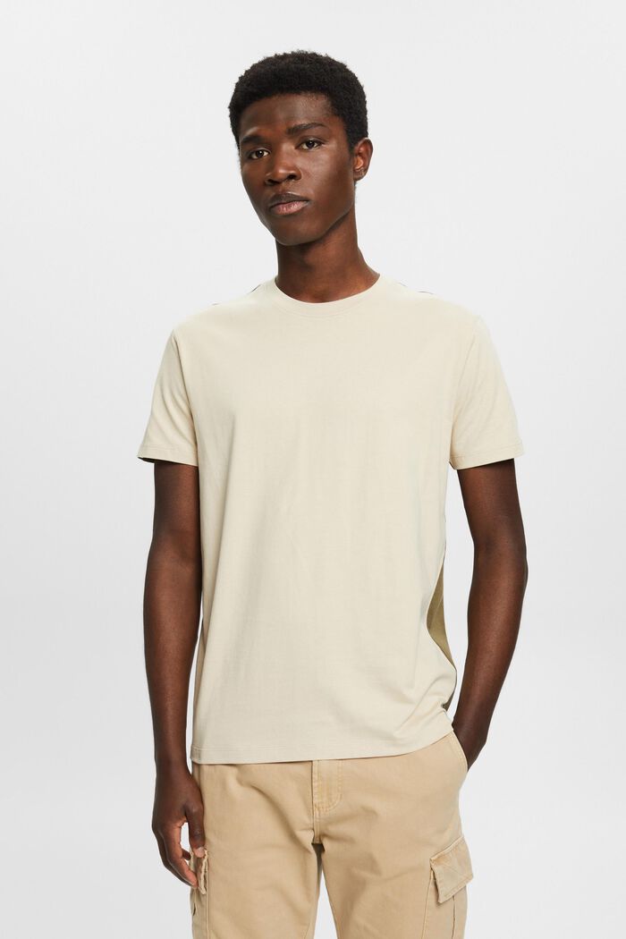 Tvåfärgad T-shirt i bomull, LIGHT TAUPE, detail image number 0