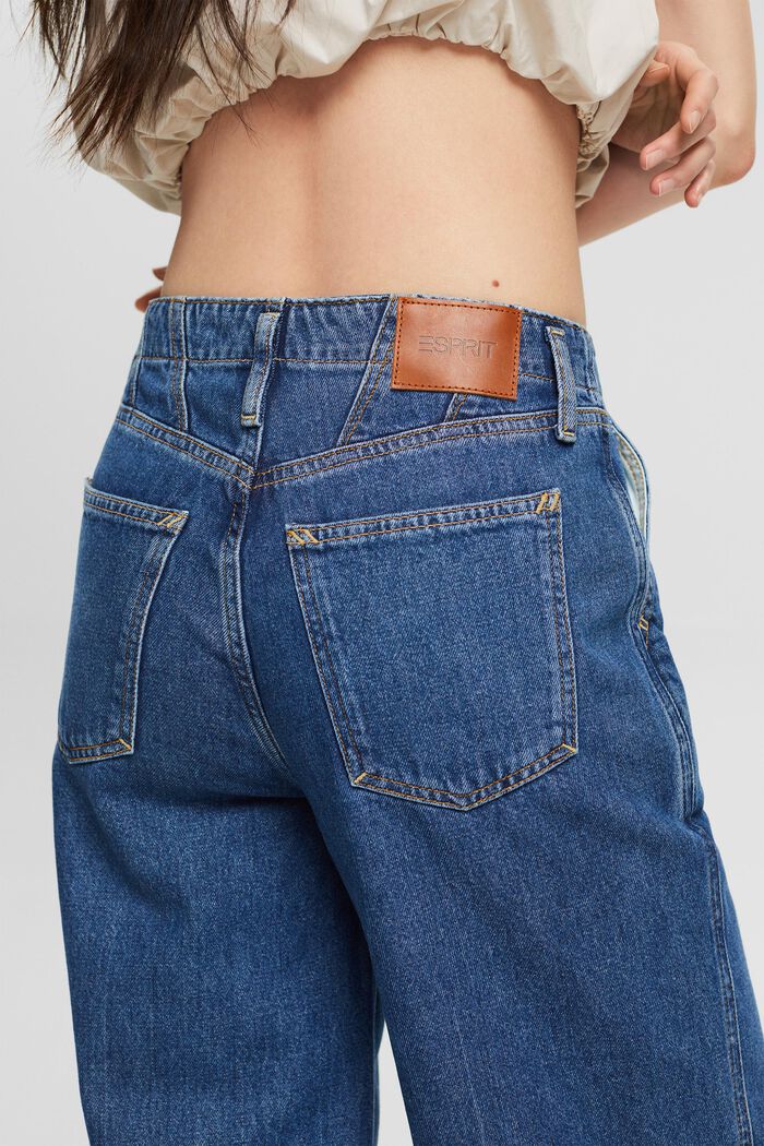 Retro-jeans med vida ben och hög midja, BLUE MEDIUM WASHED, detail image number 3