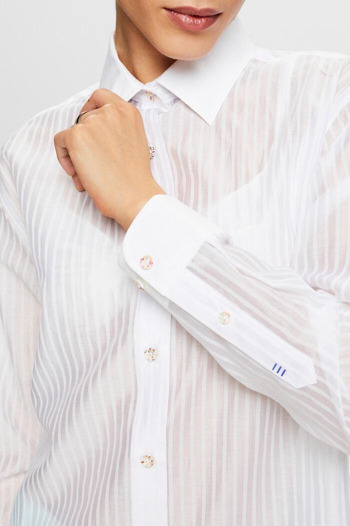 Skir button down-skjorta med ränder, WHITE, detail image number 3