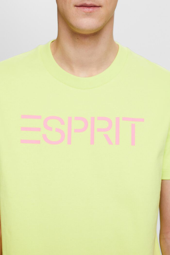T-shirt i bomullsjersey med logo, unisexmodell, BRIGHT YELLOW, detail image number 2