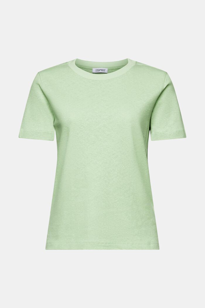 T-shirt i bomull-linnemix, LIGHT GREEN, detail image number 7