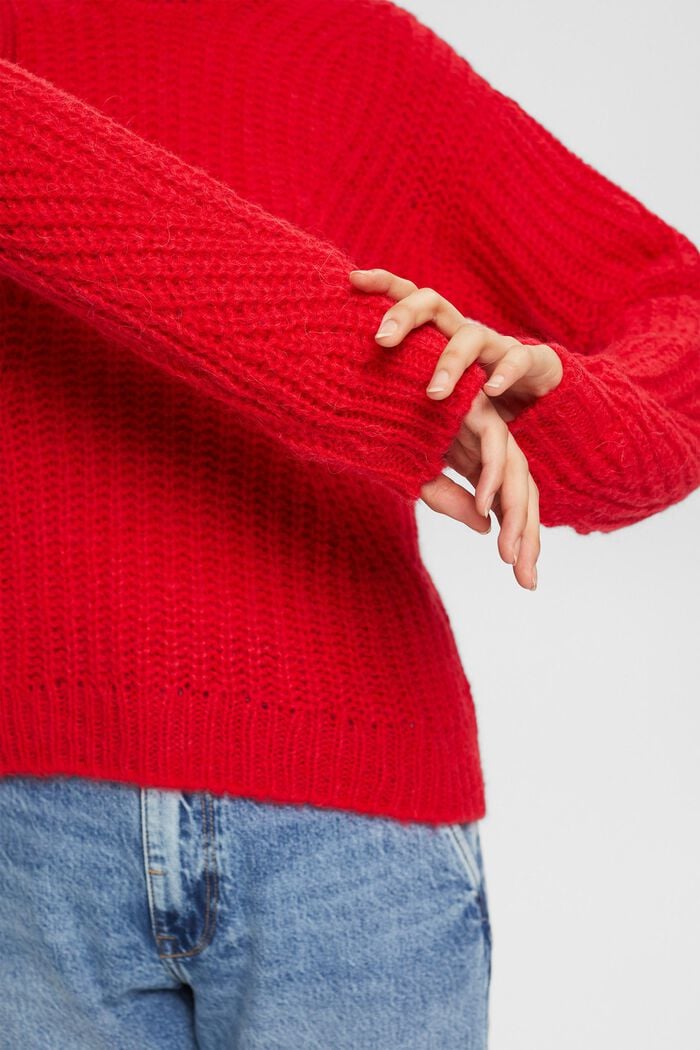 Med alpacka: stickad tröja, RED, detail image number 2