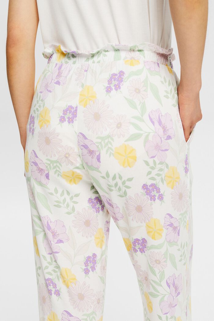 Pyjamasbyxa med blommönster, LENZING™ ECOVERO™, OFF WHITE, detail image number 2