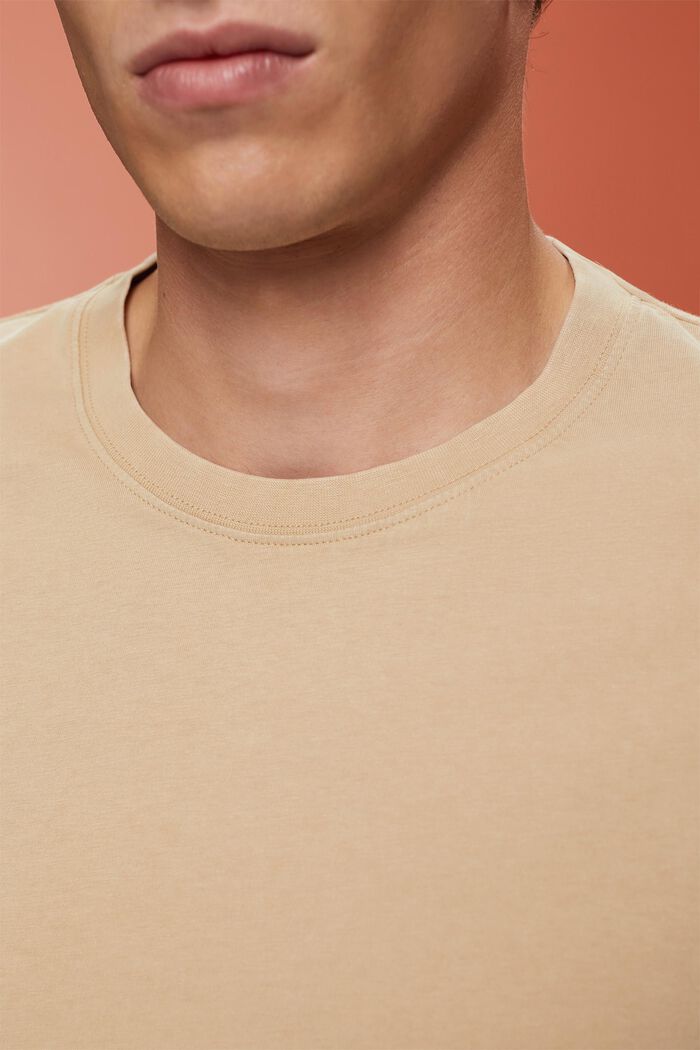 Plaggfärgad T-shirt i jersey, 100% bomull, SAND, detail image number 2