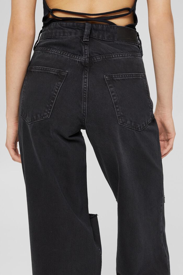 Slitna jeans med vida ben, BLACK DARK WASHED, detail image number 5