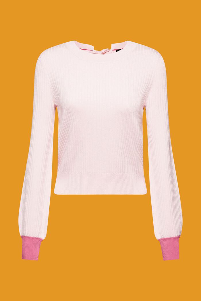 Rundringad tröja med färgblock, PINK, detail image number 7