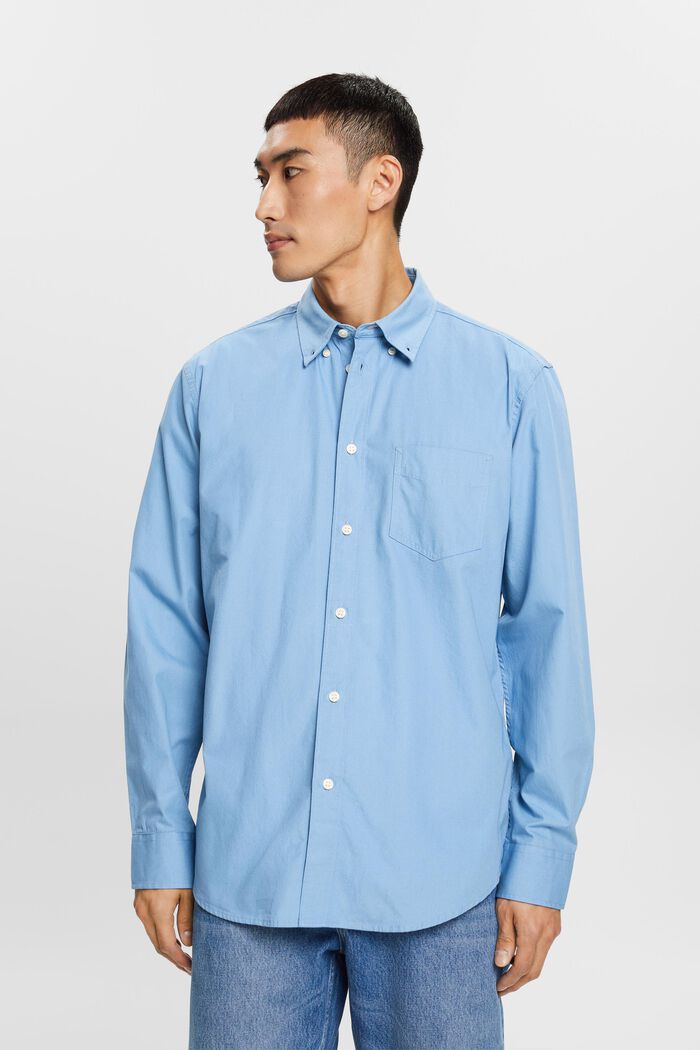 Button down-skjorta i poplin, 100% bomull, LIGHT BLUE, detail image number 0