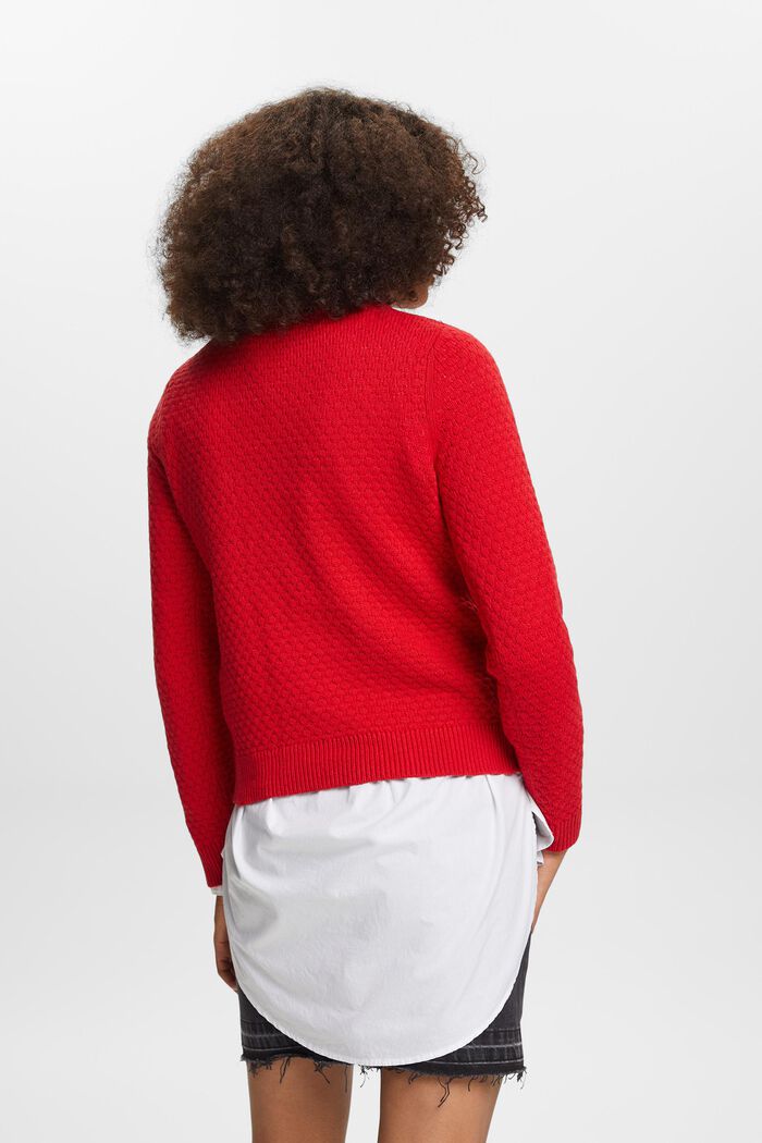 Strukturerad stickad tröja, bomullsmix, DARK RED, detail image number 3