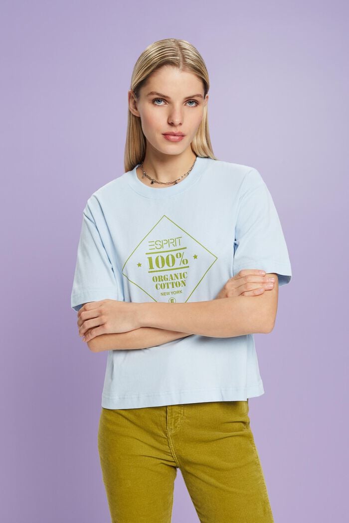 T-shirt i ekologisk bomull med tryck, PASTEL BLUE, detail image number 5