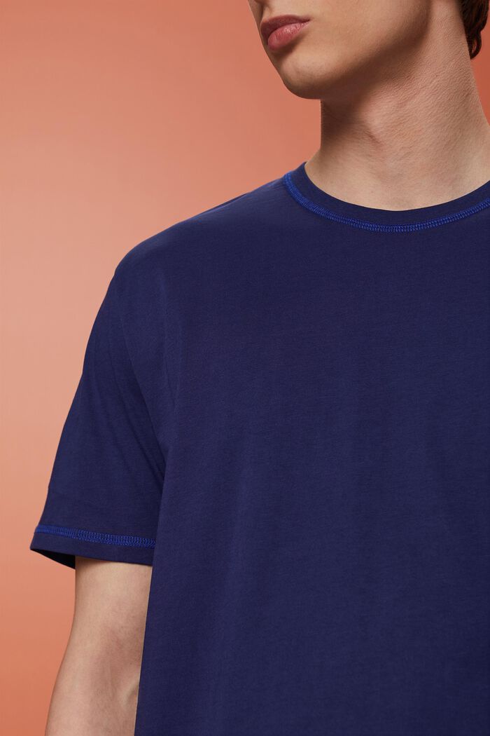 T-shirt i jersey med kontrastfärgade sömmar, DARK BLUE, detail image number 2