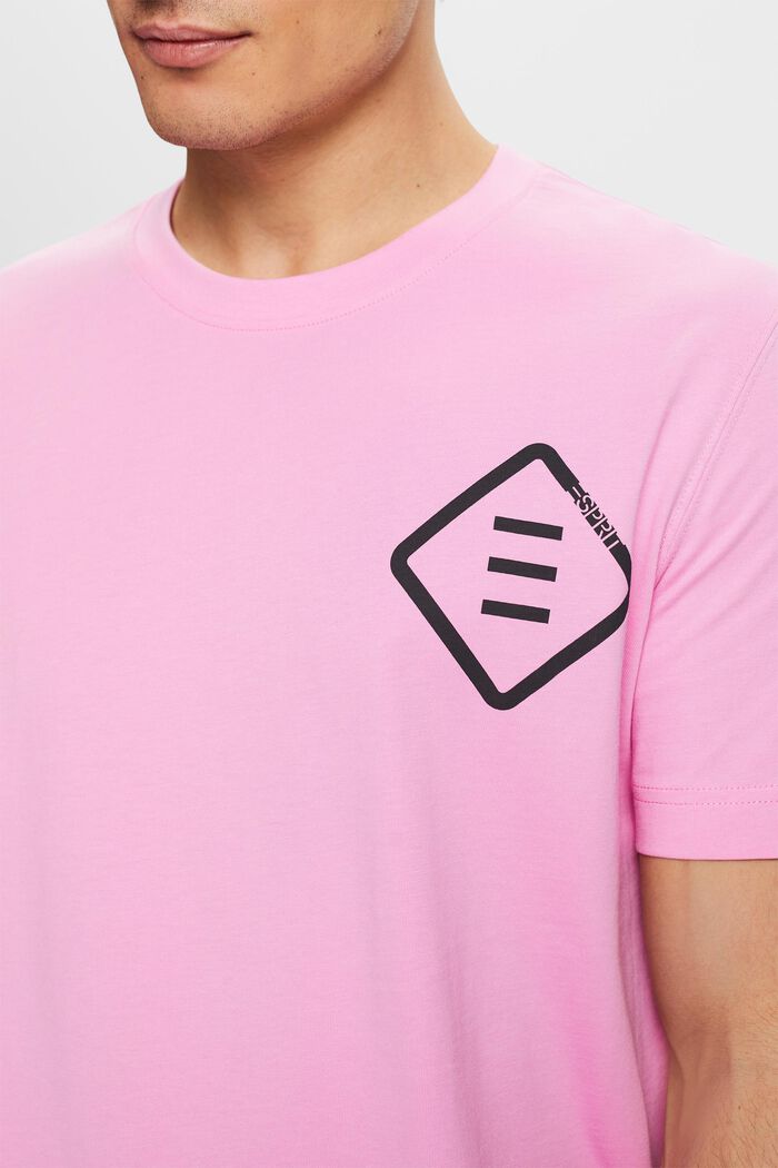 T-shirt i bomullsjersey med logo, PINK, detail image number 3