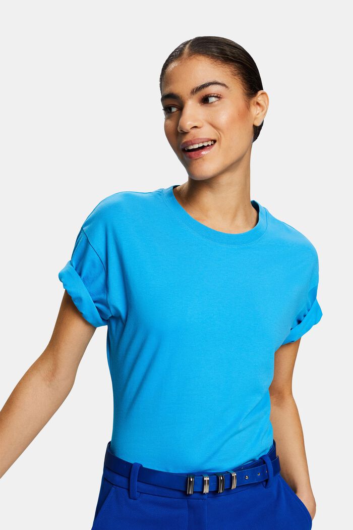 Figursydd T-shirt med rund ringning, BLUE, detail image number 0