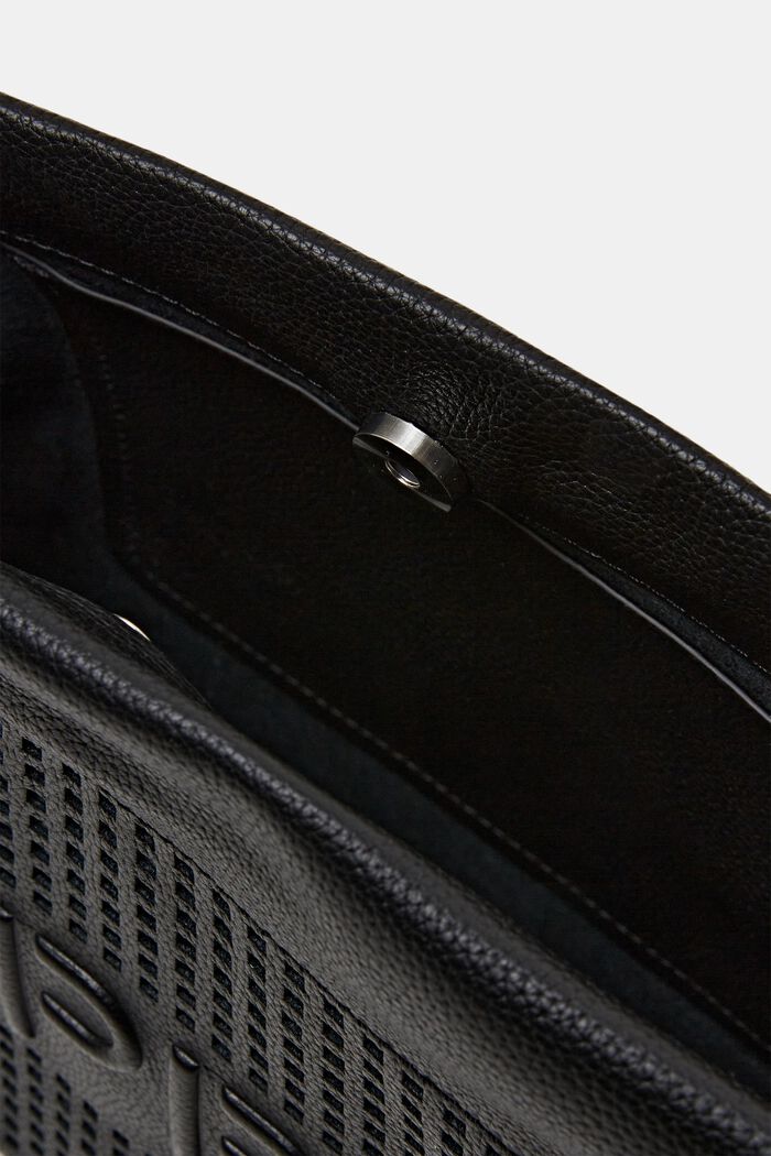 Skinnväska med präglad logo, BLACK, detail image number 3