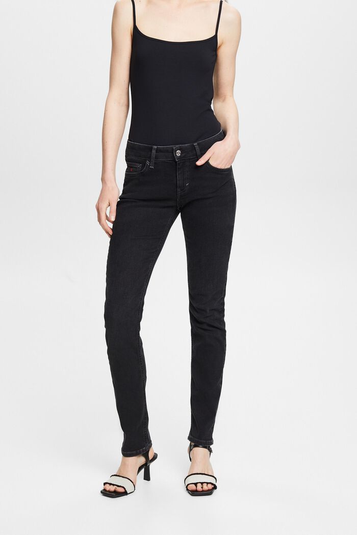 Smala jeans med medelhög midja, BLACK RINSE, detail image number 0