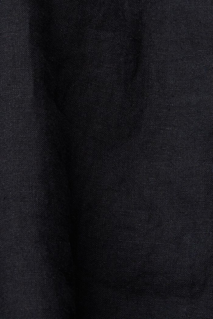Blus med knappdetaljer i 100% linne, BLACK, detail image number 4