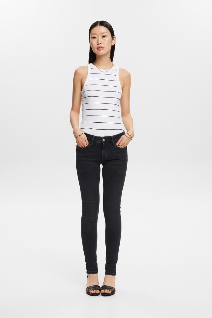 Skinny-jeans med mellanhög midja, BLACK RINSE, detail image number 1