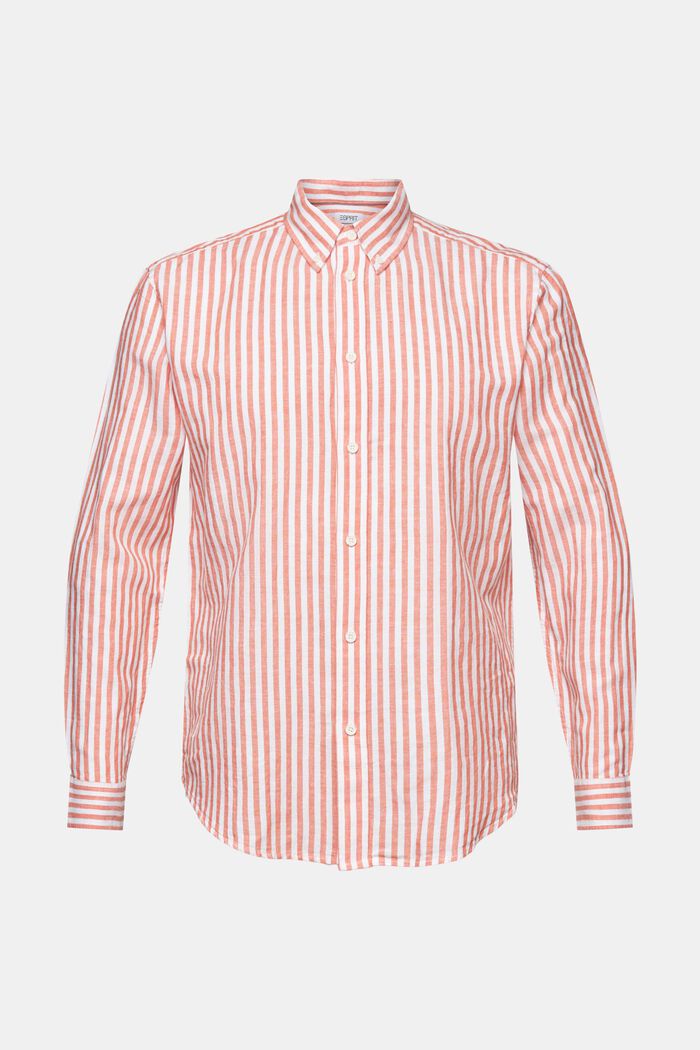 Randig skjorta i bomullspoplin, BRIGHT ORANGE, detail image number 6