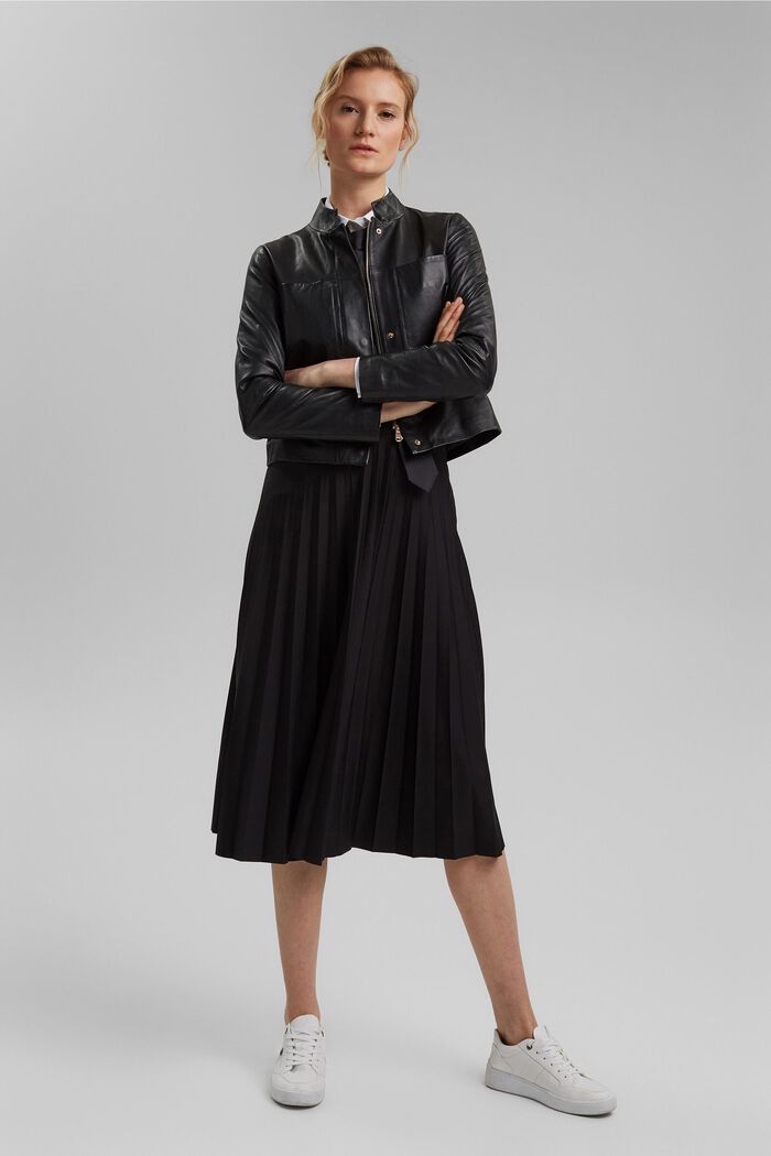 Återvunnet material: plisserad kjol med elastisk linning, BLACK, detail image number 1